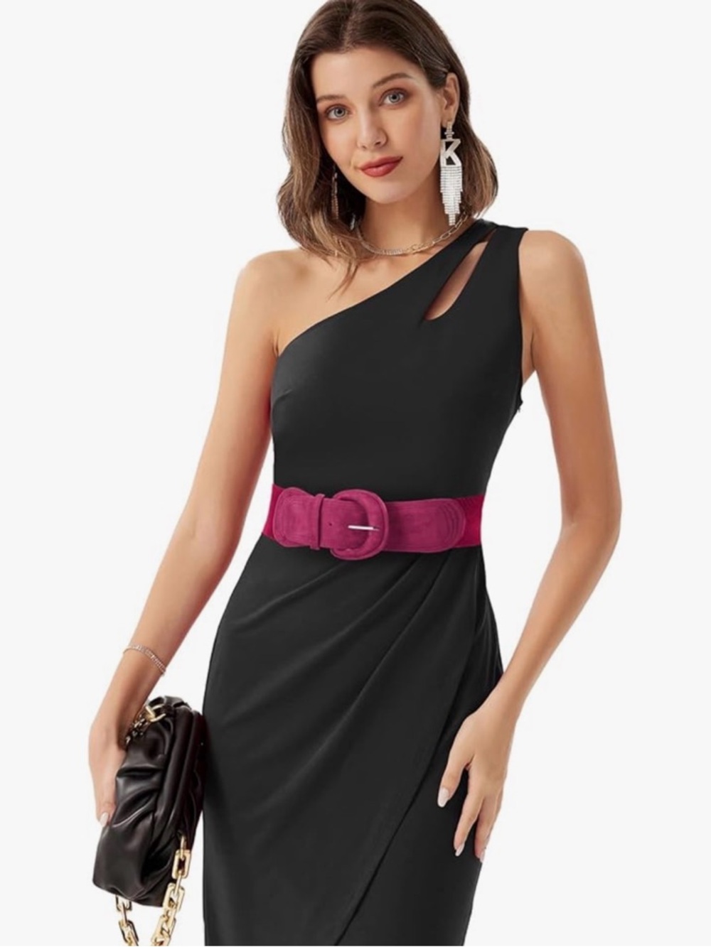 Grace Karin Wide Stretch Belt in Dusty Pink and Tan - Size S - Picture 8 of 8